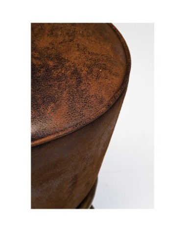 Tabouret de bar vintage marron et acier doré