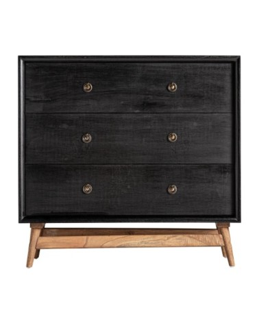 Commode en bois noir et marron 90x40x86