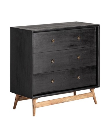 Commode en bois noir et marron 90x40x86