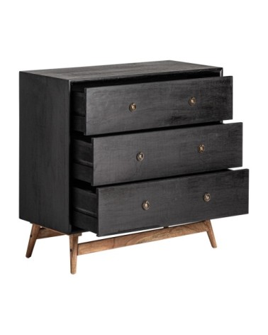 Commode en bois noir et marron 90x40x86