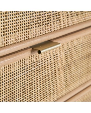 Commode en bois et rotin en marron et blanc 80x37x77