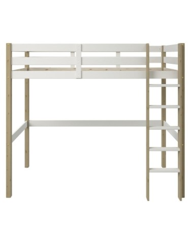 Lit mezzanine en pin blanc et bois 90x200