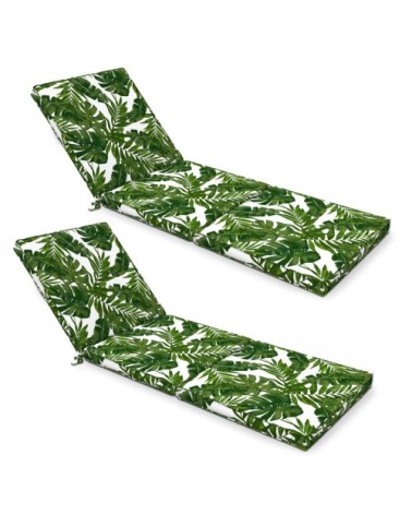 Lot de 2 coussins bain de soleil polyester blanc 186x60x5 cm