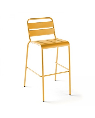 Chaise haute de jardin en métal jaune