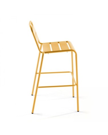 Chaise haute de jardin en métal jaune