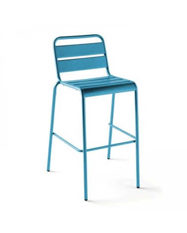 Chaise haute de jardin en métal bleu pacific