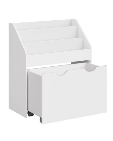 Étagère pour jouets 3 compartiments bibliothèque pour enfants blanc