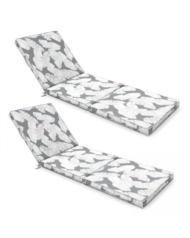 Lot de 2 coussins bain de soleil polyester gris 186x60x5 cm