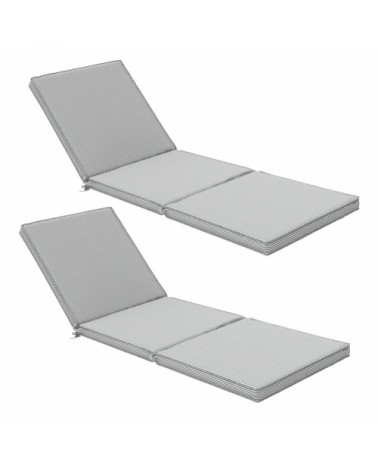 Lot de 2 coussins bain de soleil polyester blanc 186x60x5 cm