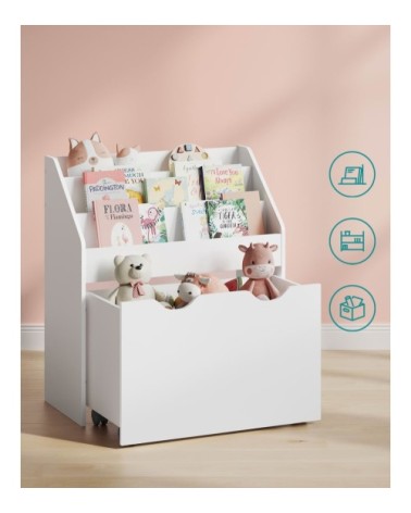 Étagère pour jouets 3 compartiments bibliothèque pour enfants blanc