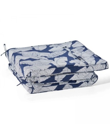 Lot de 2 coussins bain de soleil polyester bleu 186x60x5 cm