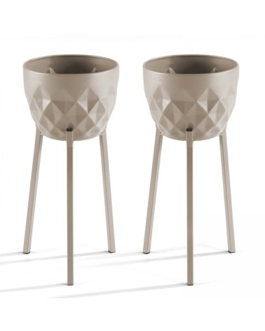 Lot de 2 caches pots en métal Taupe