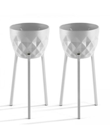 Lot de 2 caches pots en métal Blanc