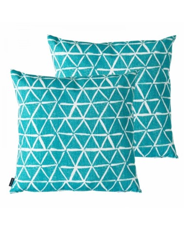 Lot de 2 coussins carrés polyester lagune 45x45x8 cm