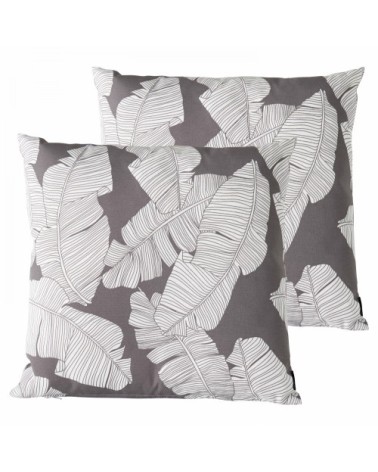 Lot de 2 coussins carrés polyester abaca gris 45x45x8 cm
