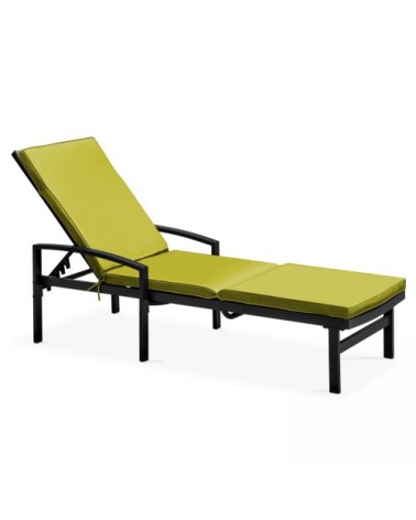 Lot de 2 coussins bain de soleil polyester vert 186x53x5 cm