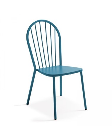 Chaise bistrot en métal bleu pacific