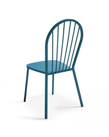 Chaise bistrot en métal bleu pacific
