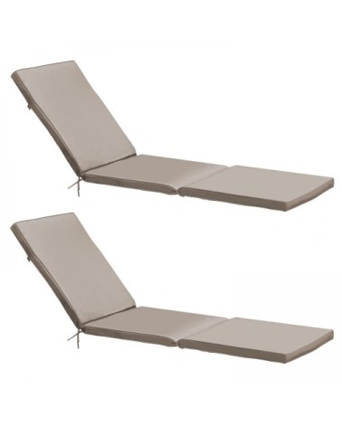 Lot de 2 coussins bain de soleil polyester taupe 186x53x5 cm
