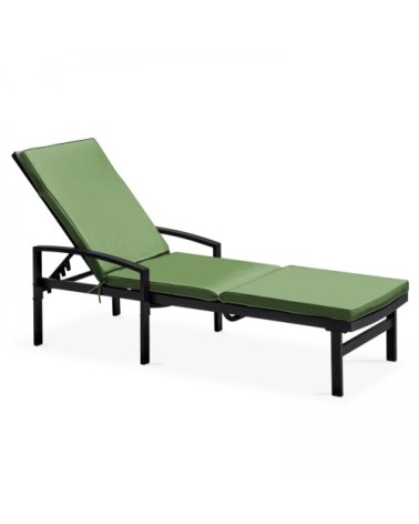 Lot 2 coussins bain de soleil polyester vert 186x53x5 cm