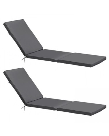 Lot de 2 coussins bain de soleil polyester gris 186x53x5 cm