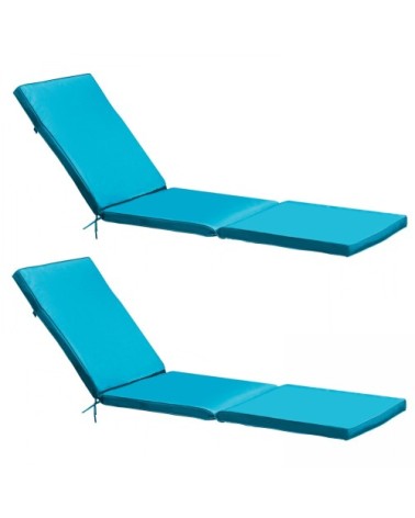 Lot de 2 coussins bain de soleil polyester bleu 186x53x5 cm