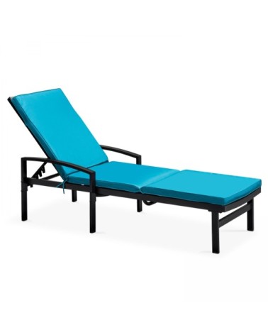 Lot de 2 coussins bain de soleil polyester bleu 186x53x5 cm