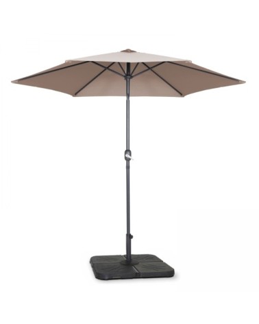 Parasol droit inclinable 3m et 4 dalles à lester remplissables taupe