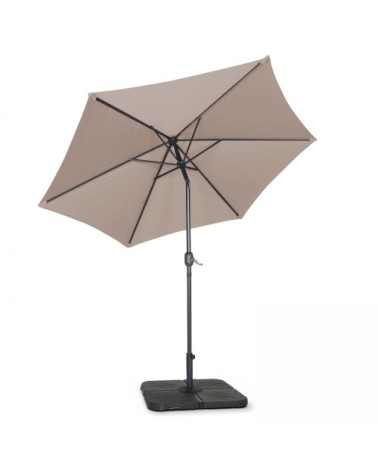 Parasol droit inclinable 3m et 4 dalles à lester remplissables taupe
