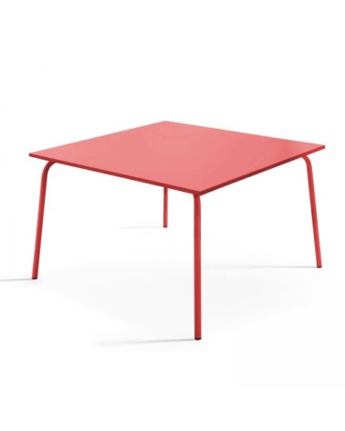 Ensemble table de jardin et 8 chaises en métal rouge