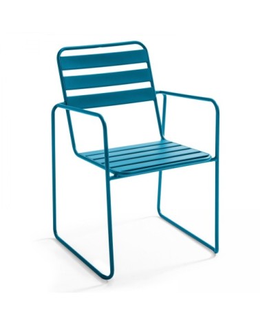 Fauteuil de jardin en acier bleu pacific