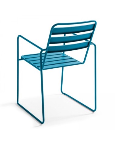 Fauteuil de jardin en acier bleu pacific