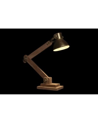 Lampe bureau style industriel en métal doré et bois 50x15x65cm