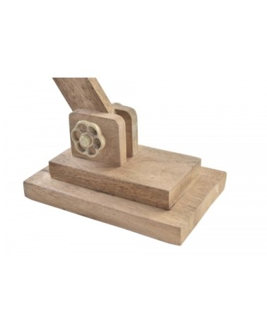 Lampe bureau style industriel en métal doré et bois 50x15x65cm