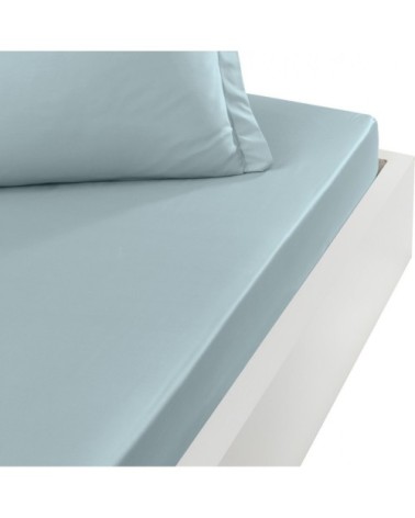 Drap housse en percale de coton Bleu Arctic 180x200 cm