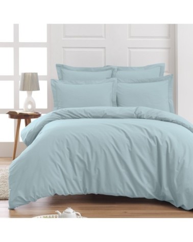 Drap housse en percale de coton Bleu Arctic 180x200 cm