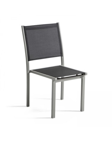 Lot de 2 chaises de jardin en aluminium et textilène gris