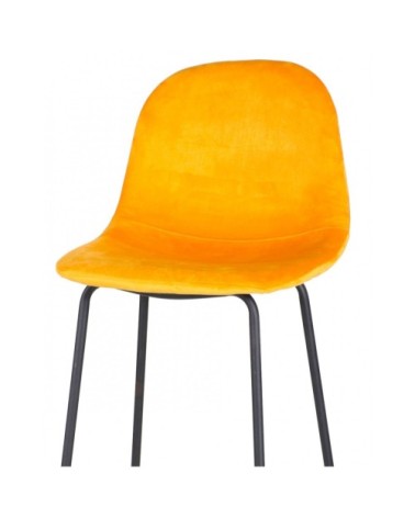 Tabouret de bar métal noir et assise velours jaune