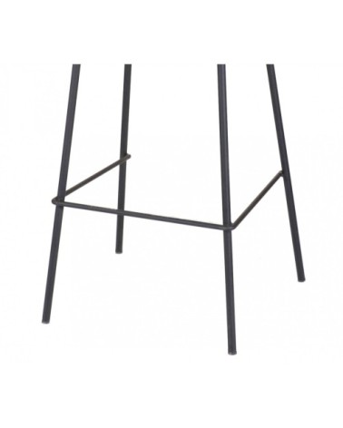 Tabouret de bar métal noir et assise velours jaune