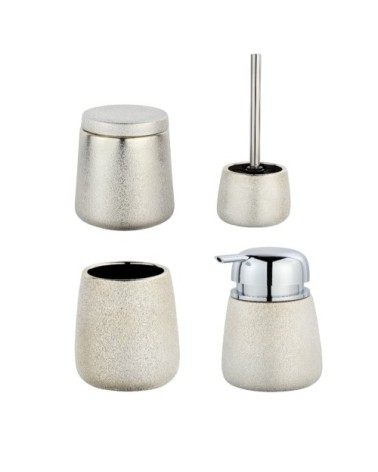 Set accessoires de salle de bain design doré champagne
