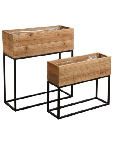 Jardinières hautes en bois recyclé lofty (lot de 2)