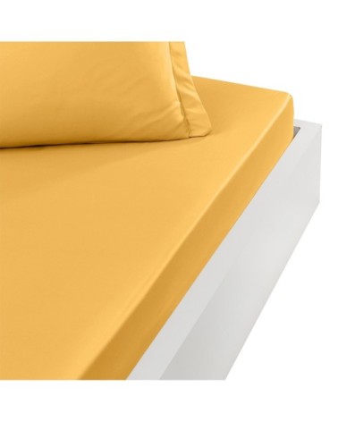 Drap housse en percale de coton Safran 140x190 cm