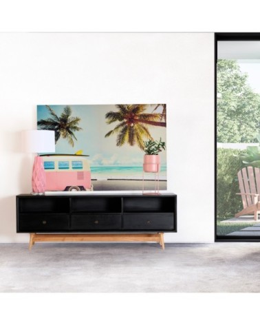 Meuble Tv en bois en noir et marron 180x35x61 cm