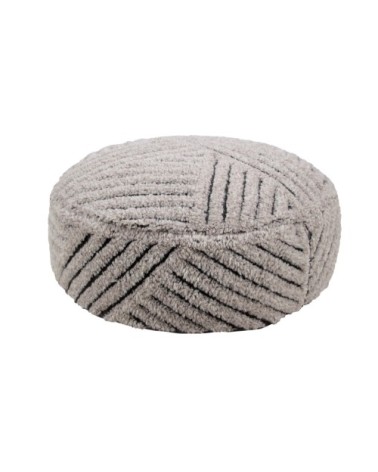 Pouf laine texturé gris foncé D70cm