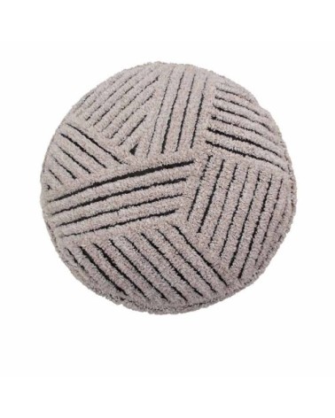 Pouf laine texturé gris foncé D70cm