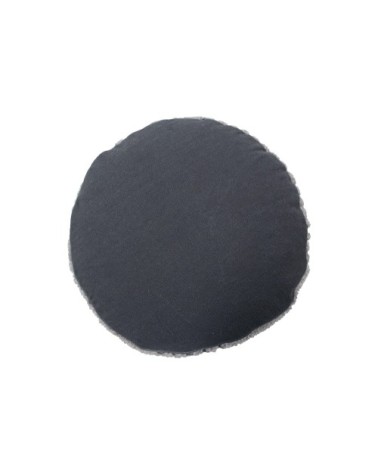 Pouf laine texturé gris foncé D70cm