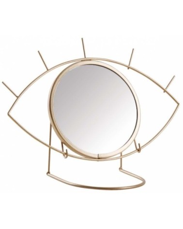 Miroir à poser oeil en métal doré
