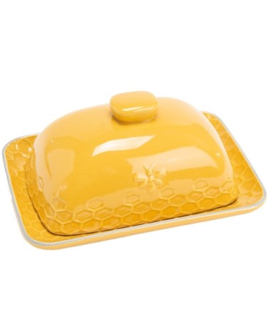 Beurrier en grès motif abeilles