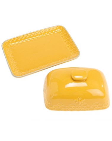 Beurrier en grès motif abeilles