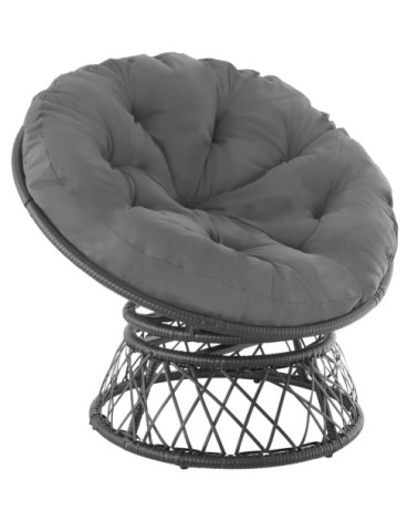 Fauteuil papasan en rotin Gargano rotatif noir